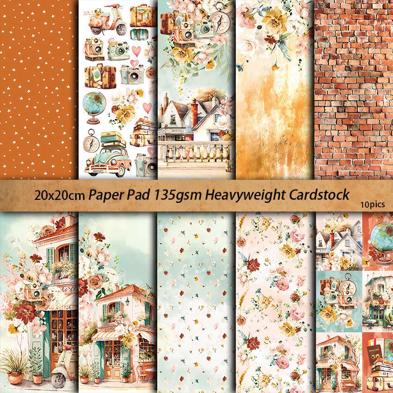 Retro Warm Color Junk Journal Background Paper - 10 Sheets