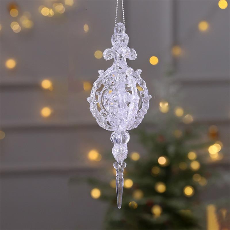 Snowflake Icicle Drop Ornaments Crystal Christmas Tree Transparent Decoration Pendant Christmas Home Decoration Navidad