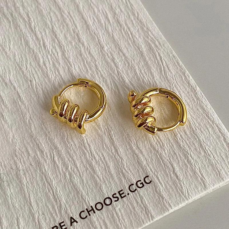 PONYKISS Серебряные геометрические спиральные серьги-кольца 18 карат для женщин, модные изящные минималистичные аксессуары