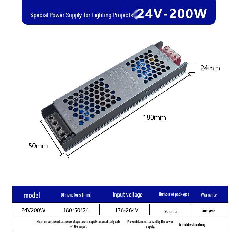 Ultra-thin Silent Indoor 220V To 24V LED Driver Transformer for Light Box, 60/400W, 12V Output