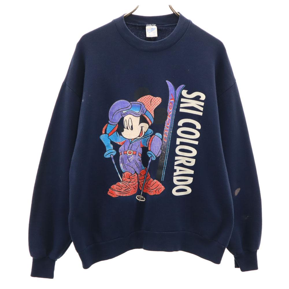 Velva Sheen 90s Old Mickey Mouse Long sleeve sweat trainer L Navy Disney Men's Used