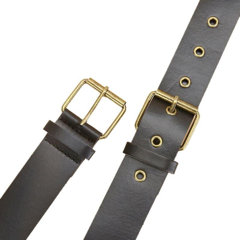 Versatile and simple casual workwear belt with matching jeans, leather belt, pin buckle, black fashion belt