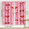 2PCS Pink Grid Cherry Love "XOXO" Curtains   Sweet and Cool Style   Bedroom and Living Room   Drawbar Pocket Decorative Curtains