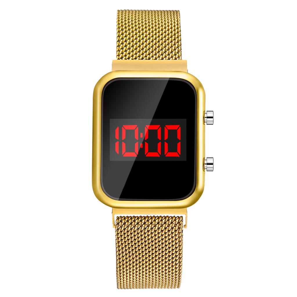 Simple Digital Watches for Women Luxury Rose Gold LED Watch Magnetic Metal Mesh Band Waterproof Fashion Ladies Electronic Clock