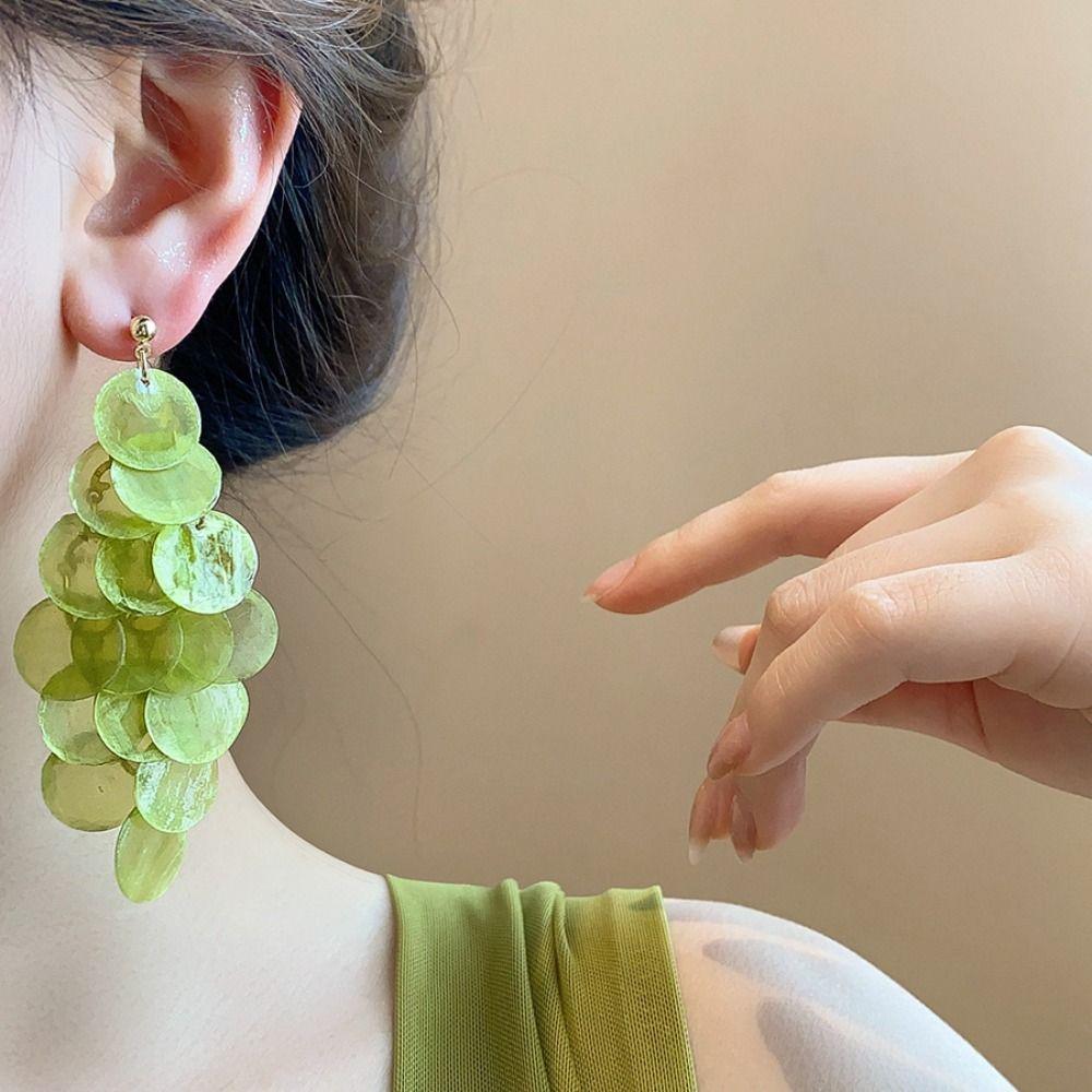Bohemian Style Shell Earring Light Luxury Elegant Exaggerated Earring Light Color Multi-layer Shell Pendant Stud Girl Commuting