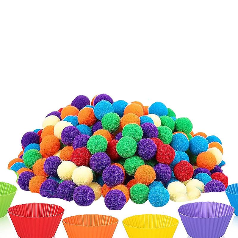 78Pcs Preschool Learning Activities Math Toys Children'S Rainbow Counting Pompoms Props Sorting Cup Montessori Sensory Toys