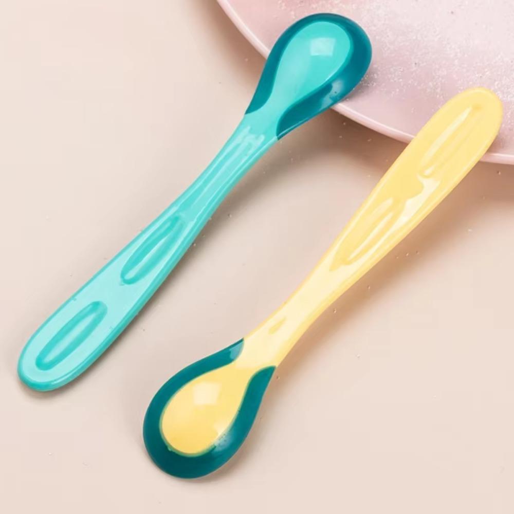 Silicone Change Color Temperature Sensing Baby Soft Feeding Spoon Toddler Tableware BPA Free Babies Accessories Feeding Tools