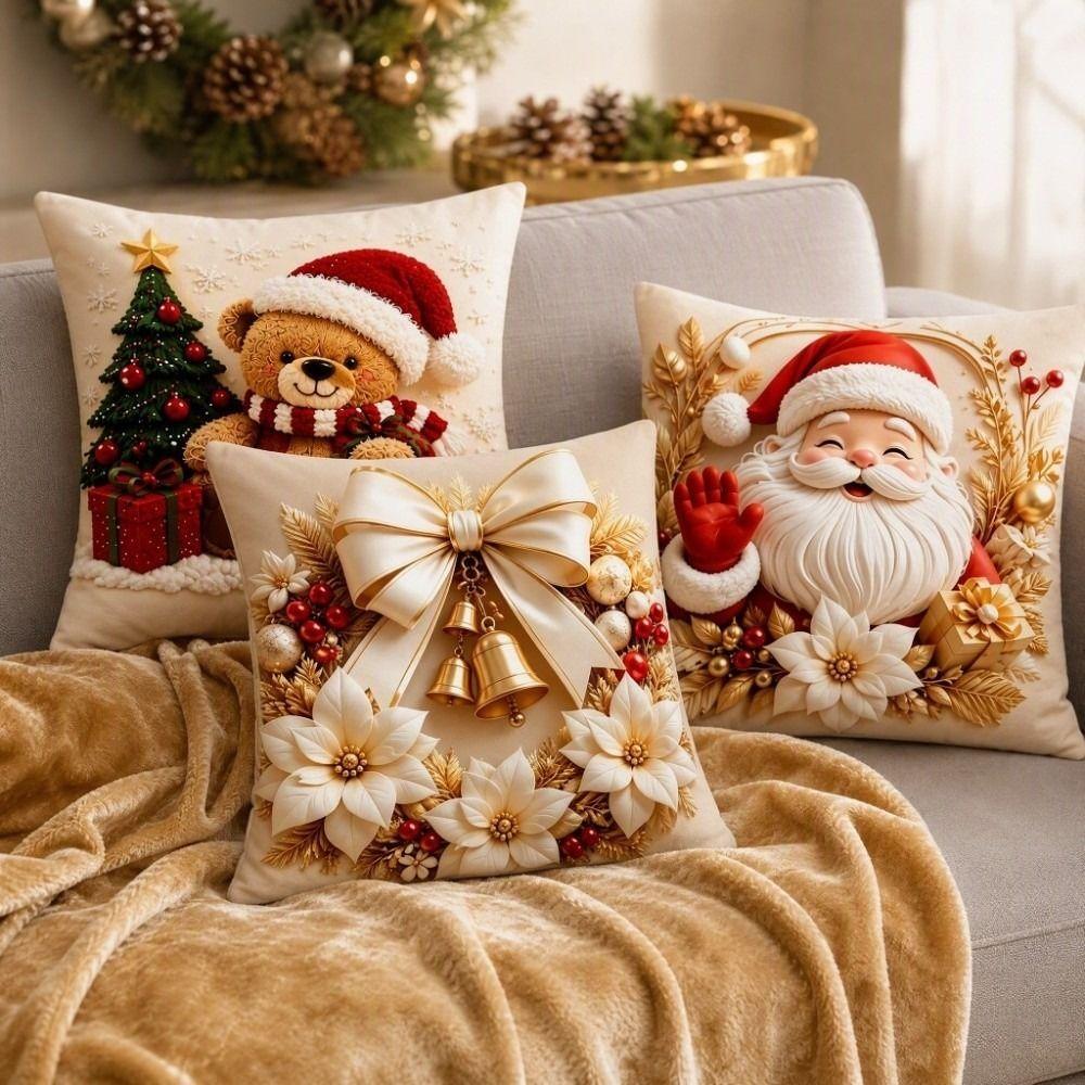 Elk Deer Christmas Pillow Cover Soft Xmas Tree Pillowslip Snowman Pillow Cover Farmhouse Couch