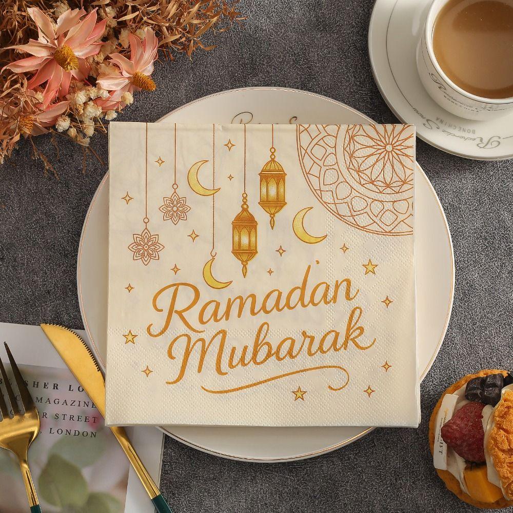 Colorful Moon-Patterned Napkins Golden Moon Star Patterns Printed Napkins White 20 Pieces Disposable Paper Tissues Birthdays