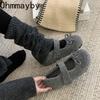 Scarpe da donna Mary Jane con nodo a farfalla vintage di design, comode all'aperto, suola morbida, con rialzo interno, in cotone conciso