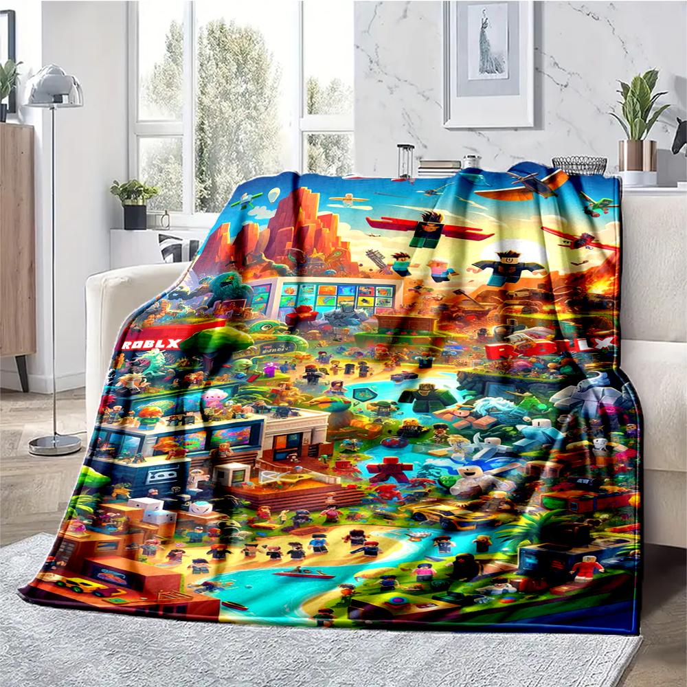 Roblox Theme Printed Blanket - Perfect for Couch, Bed, Travel & Outdoor Use | Machine Washable, Cozy & Durable.