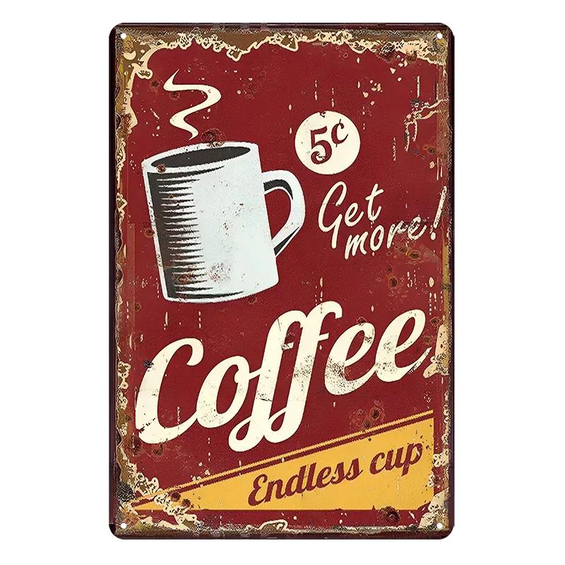 Hisun Tin Sign HD Tin Sign Vintage Coffee House Wall Decor Retro Coffee Shop Espresso Metal Poster for Kitchen Cafe Bar