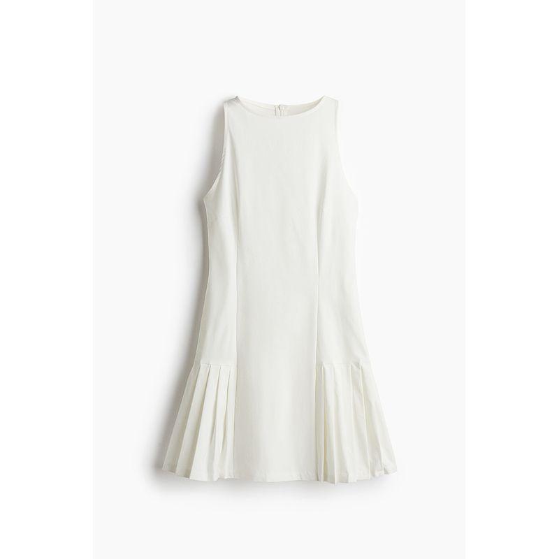 

HM Women s Clothing Dress 2025 Fall New Arrival Silm Diagonal Cloth Sleeveless round Neck A- line Jumpsuit Skirt 1285291 White 170/116