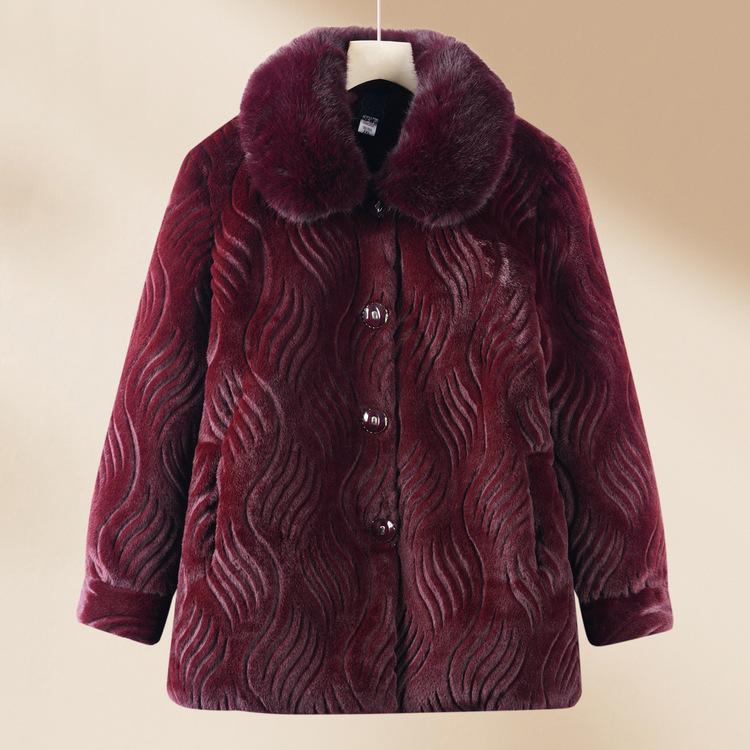 

Женская зимняя одежда, Женское пальто для бабушки, Толстое, Меховой воротник, 60 лет, 70 лет, Темперамент, Осенне-зимняя одежда для мамы 2XL красный