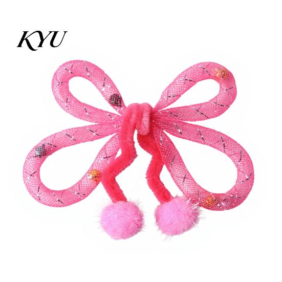 Soft Lightweight Cat Kicker Toys Mesh Tube Toy, Butterfly Shape Interactive Chew Toy with Bells Indoor Exercise And Plush Balls, Flexible for