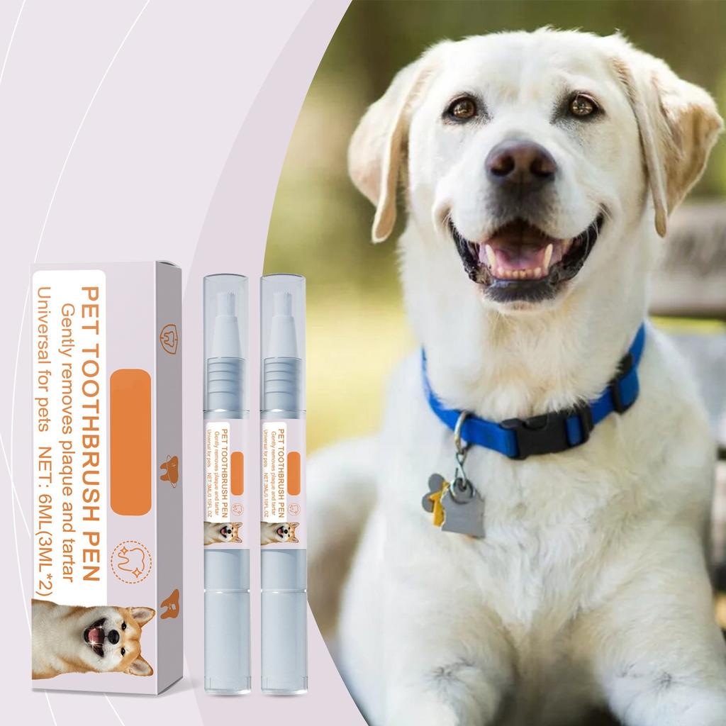2 Pack Pet Toothbrush Pen, Dog Teeth Cleaning Pen, Dog Tartar Remover, Cat/Dog Teeth Whitening & Cleaning, Natural Botanical Ingredients Pet Teeth 6ml