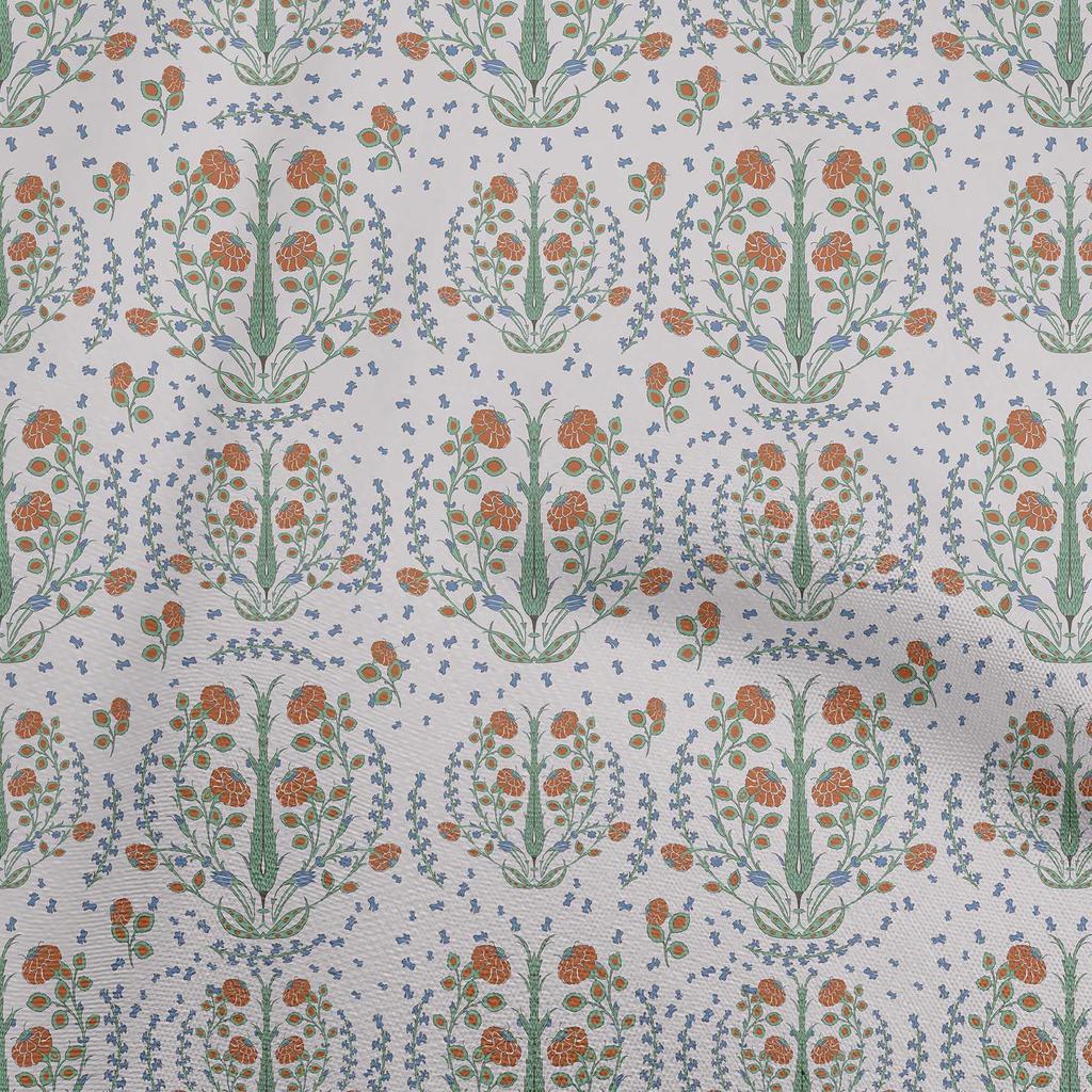 oneOone Cotton Flex Dark Olive Green Fabric Asian Suzani Floral Sewing Material Print Fabric By The Yard 40 Inch