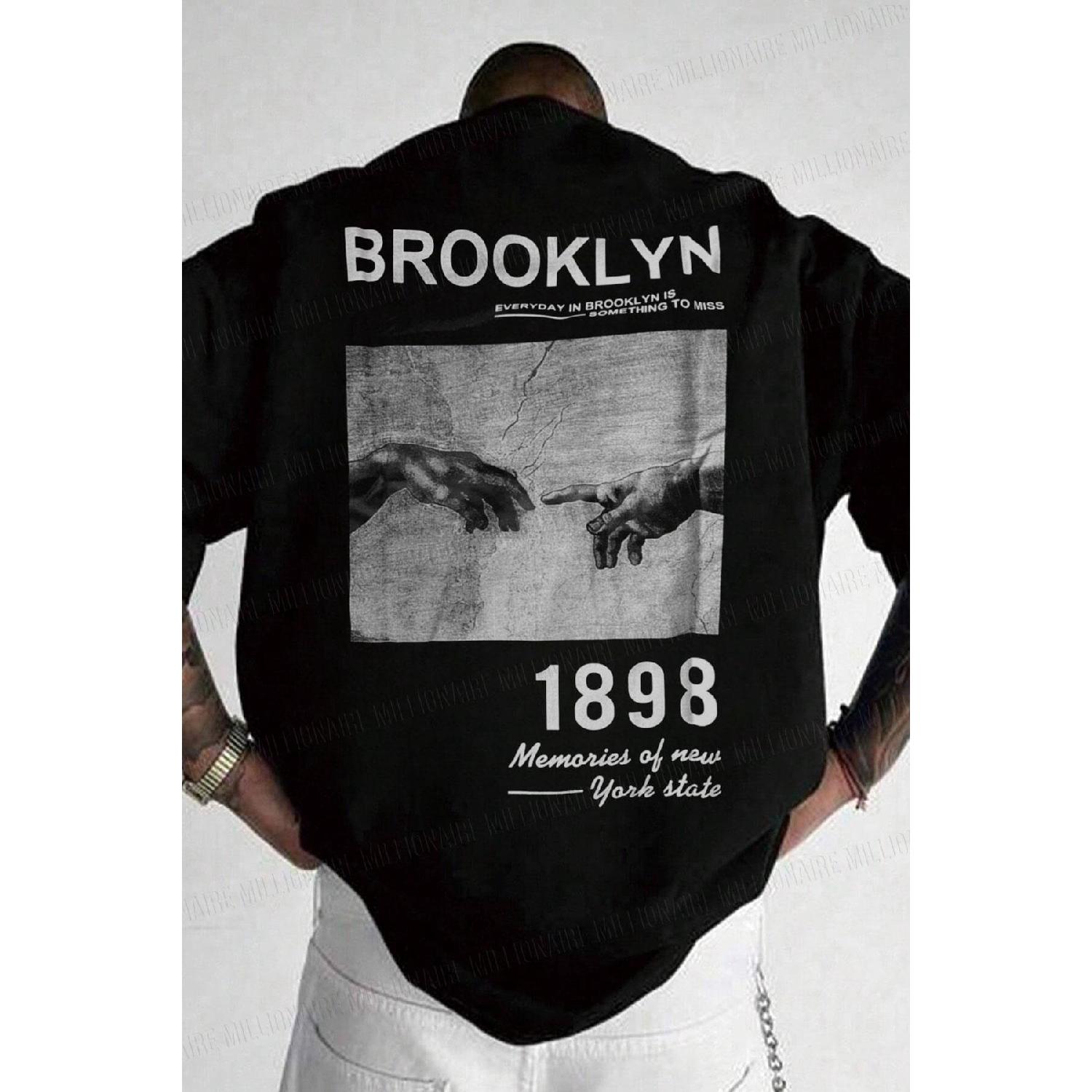 

Мужская черная футболка-бойфренд Salas 1898 Brooklyn Oversize