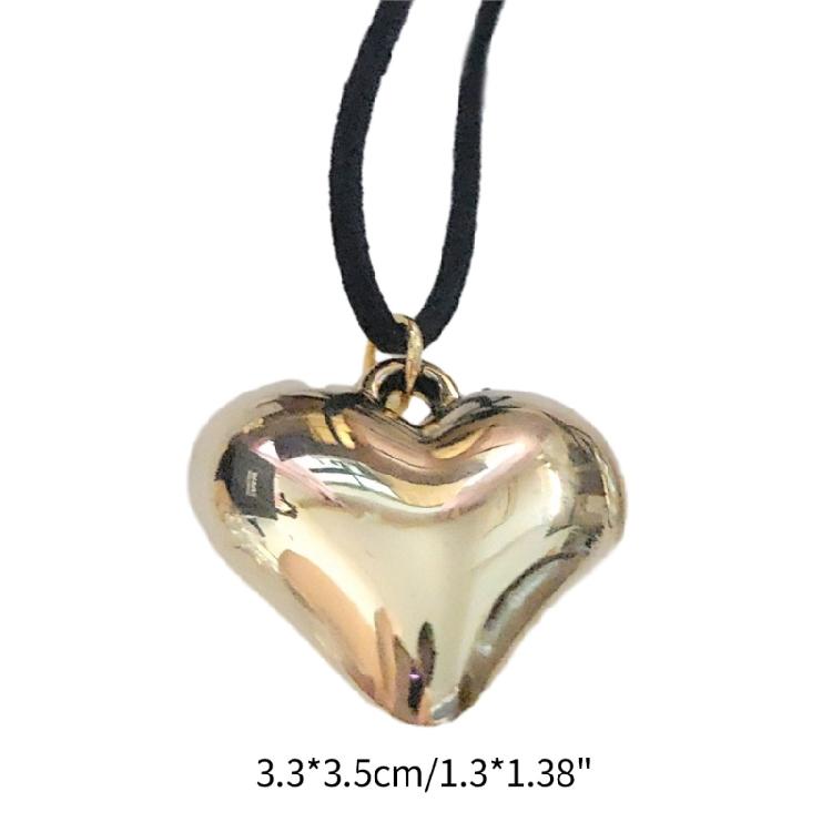 Heart Pendant Choker Necklace Neck Chain Adjustable Length Neckchain Fashionable Neckwear Jewelry Y2K Accessory Gift