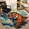 1pc Tiger Wave Chair Carpet for Office, Round Non-Slip Durable Large Size Office Carpet, Suitable for Office, Beautiful Decoration