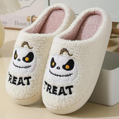 Fashion Winter Warm Plush Home Slippers Women Closed Toe Non-Slip Fluffy Slippers Woman 2025 Fashion Cartoon Animation Indoor Slides