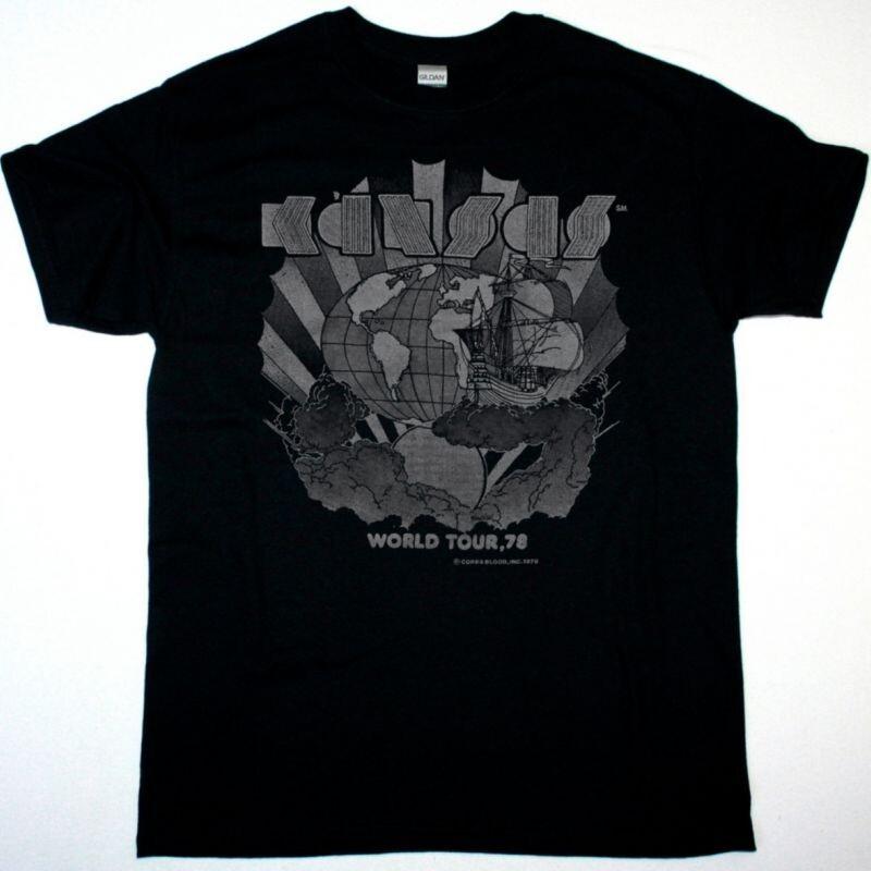 Vtg KANSAS Band WORLD TOUR 1978 Cotton Black Shirt All Size For Men SE370 Unisex T-Shirt S
