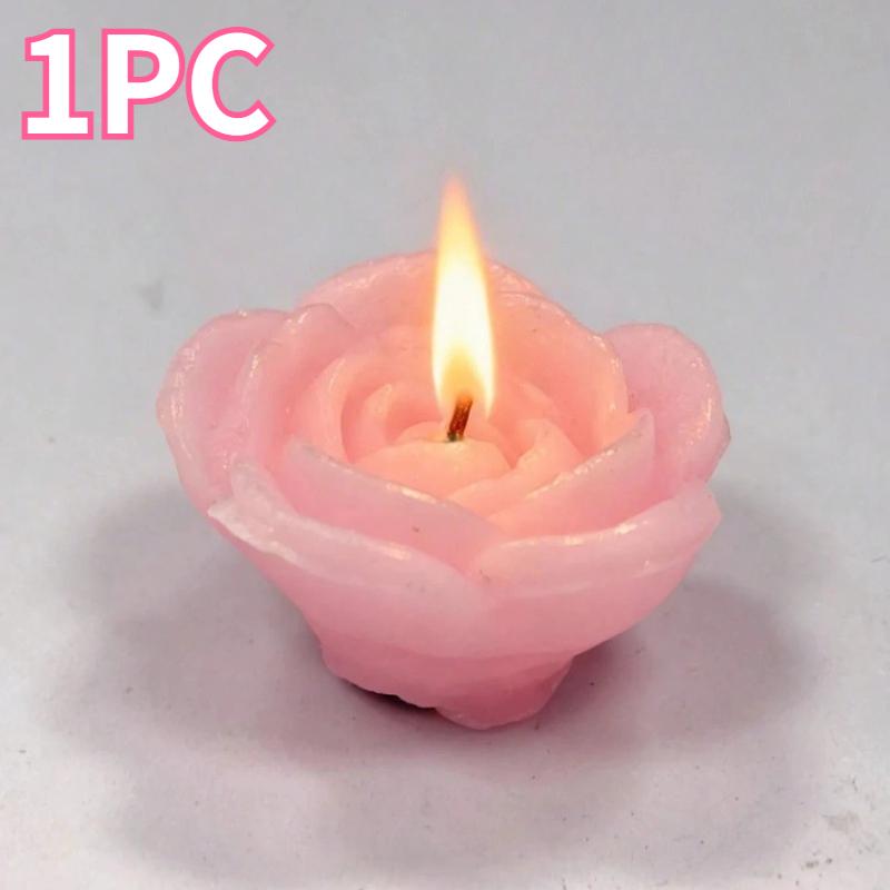 12PCS Rose-shaped Floating Candle Romantic Flower Candle for Valentine's Day Evens Wedding Events Home Holiday Party Decor Gift