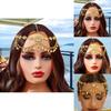 Elegant Simulation Gemstone Decor Women Golden Headpiece With Tassel Design For Travel And Gift