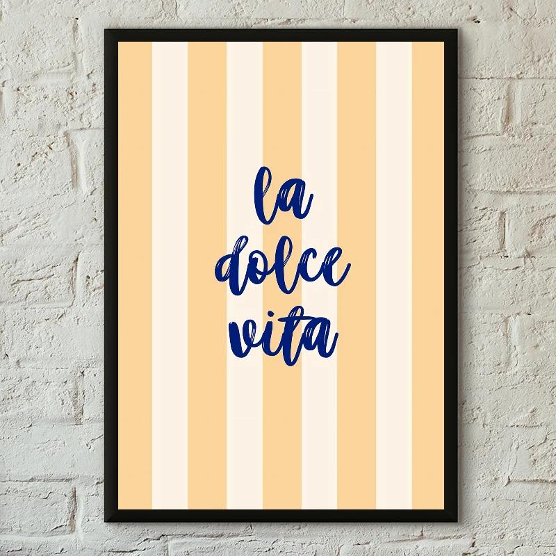 Minimalist La Dolce Vita Lemon Canvas Poster Fresh Lemon Fruit Wall Art for Modern Living Room Bedroom Bar Cafe and Home Decor
