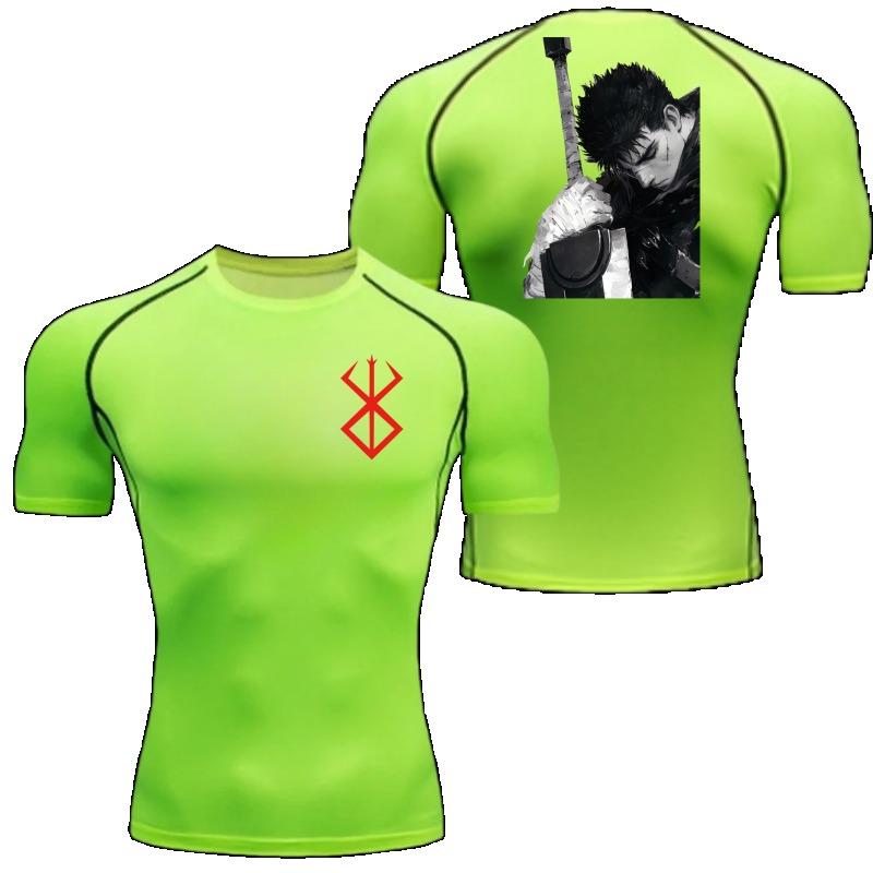 Men Compression Shirt for Workout Quick Dry Guts Print Top Breathable, Sweat Absorbing Tight Fit Fitness T-Shirt SweatResistant