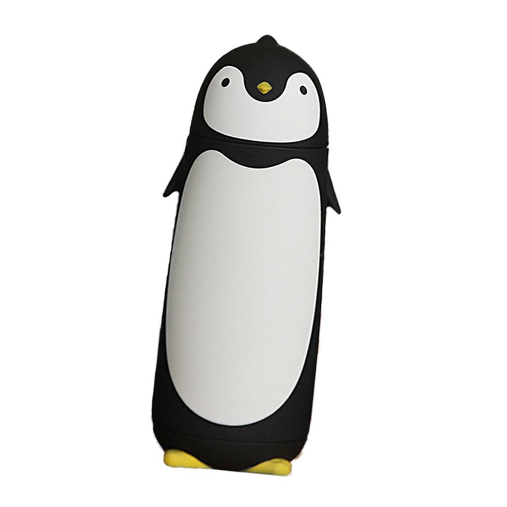 Water Bottle Penguin Design Heat Insulation 300ml Portable Water Cup for Outdoor Black