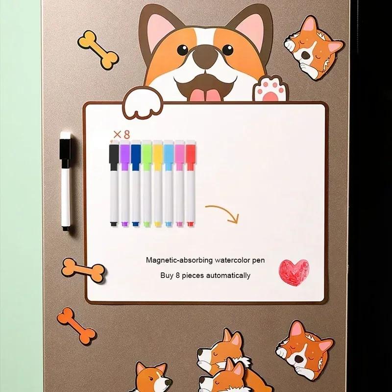 Cute Cartoon Dog Shaped Refrigerator Magnet Message Board Erasable Dog Whiteboard Magnet Personalized Creative Blackboard