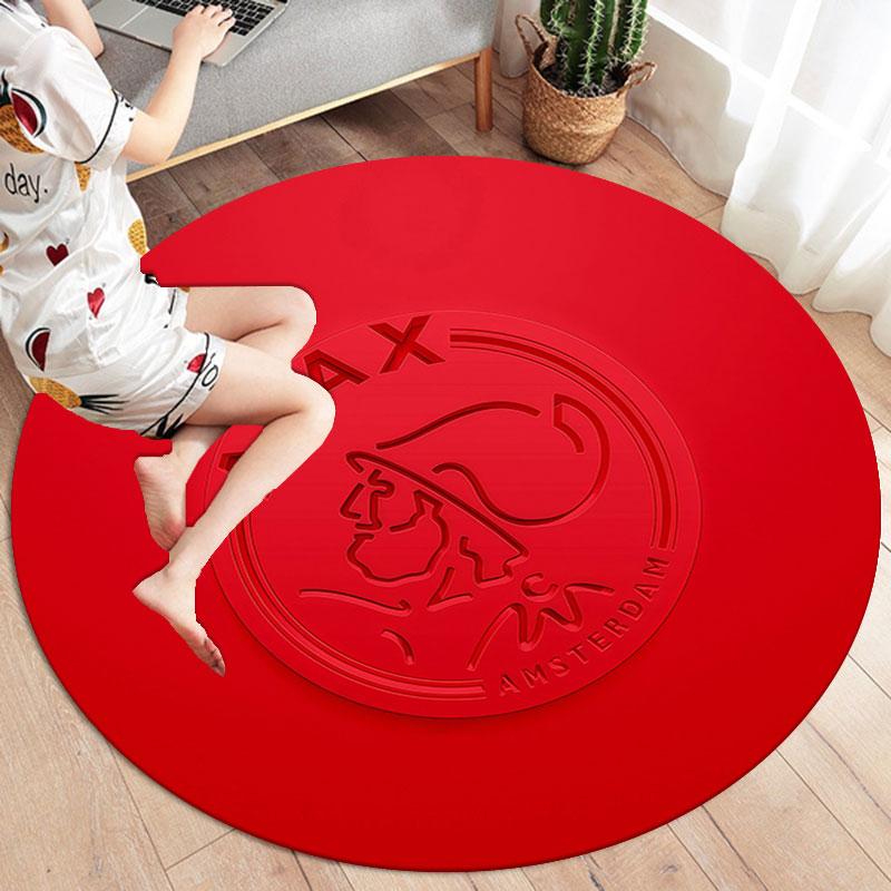 Tappeto Rotondo AFC Ajax, Tappeto per Soggiorno Camera da Letto Divano Sala Giochi Decorazione, Tappetino Antiscivolo