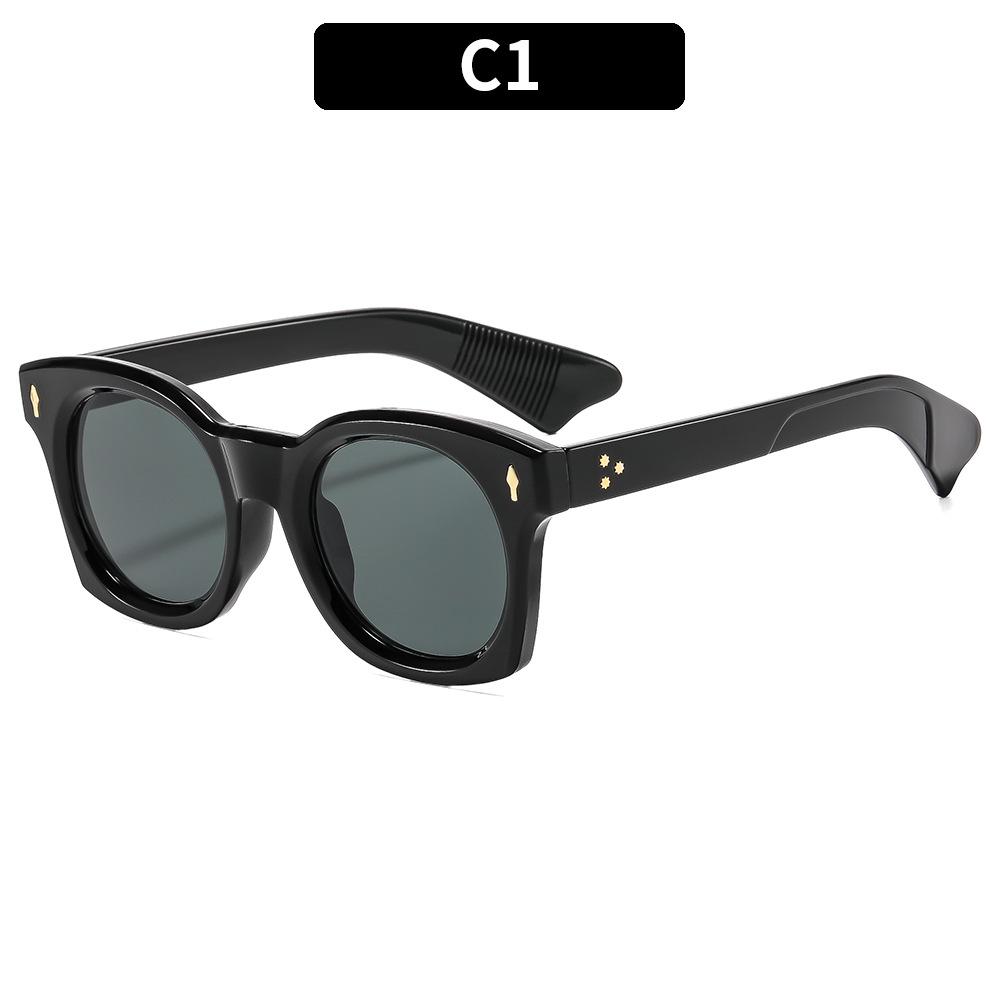 European And American Fashion New Large-Frame Retro Rice Nail Sunglasses Personalized Versatile Street Shooting Uv-Proof Sunglasses Trendy Glasses