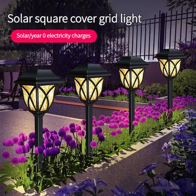 Led 2pcs Solar Lawn Lights Outdoor Waterproof Warm Light Garden Decoration Lamp for Walkway Path Villa Yard Driveway