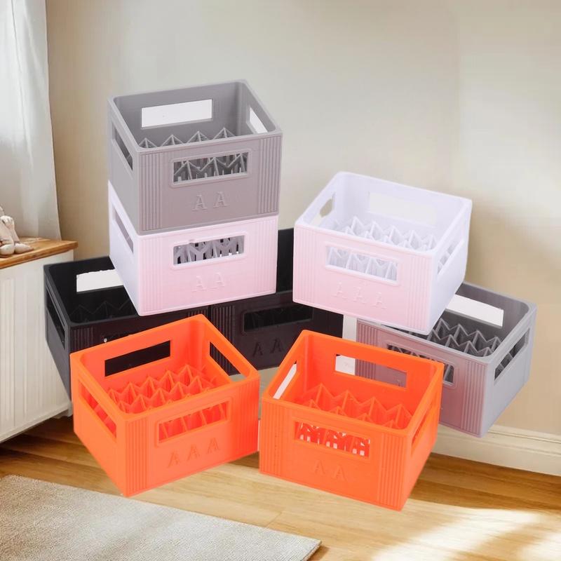 Stylish Home Decor No. 5 Aa No. 7 Aaa Battery Organizer; Sturdy 3D Printed Beer Crate Style Stackable Box