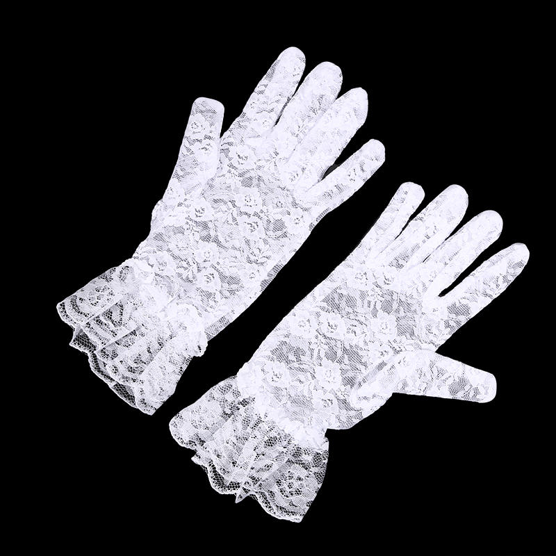 Women's Lace Floral Opera Tea Party Gloves Elegant Wrist Length Bridal Wedding Prom Gloves Costume Accessories