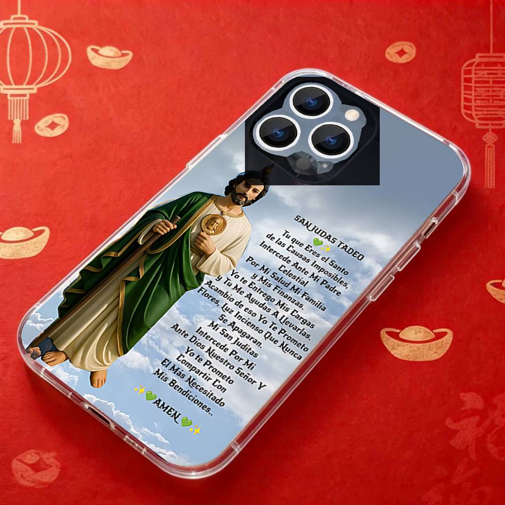 

Art San J-Judas Tadeo Belief Phone Case For iPhone 17,16,15,14,13,12,11 Pro,Max,Plus,X,XS,XR,SE4,E Mini Transparent Soft Cover iPhone17Pro