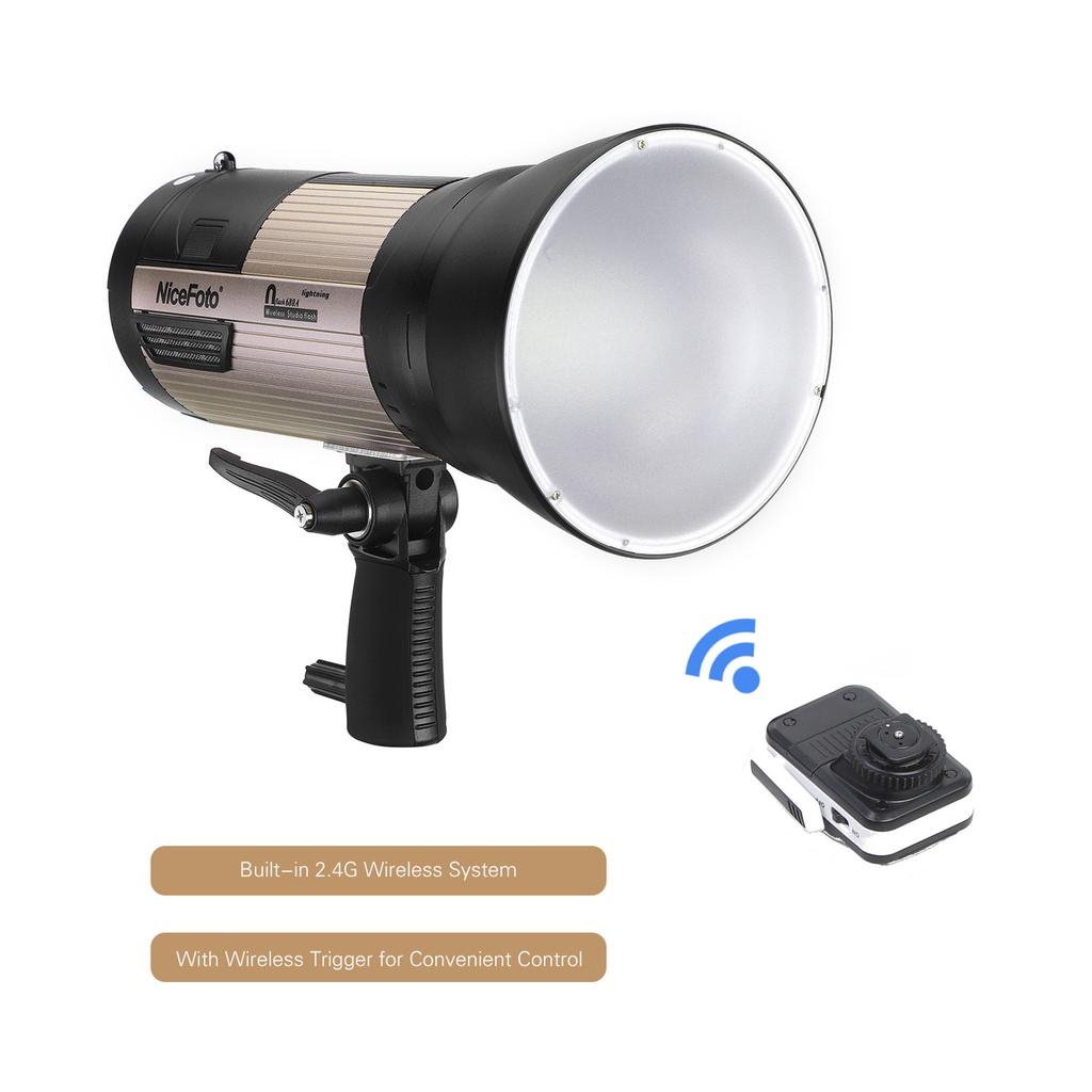NiceFoto Outdoor Studio Flash Strobe Light 2.4G Wireless System 500 Times Full Power Flash Support 6600mAh Battery