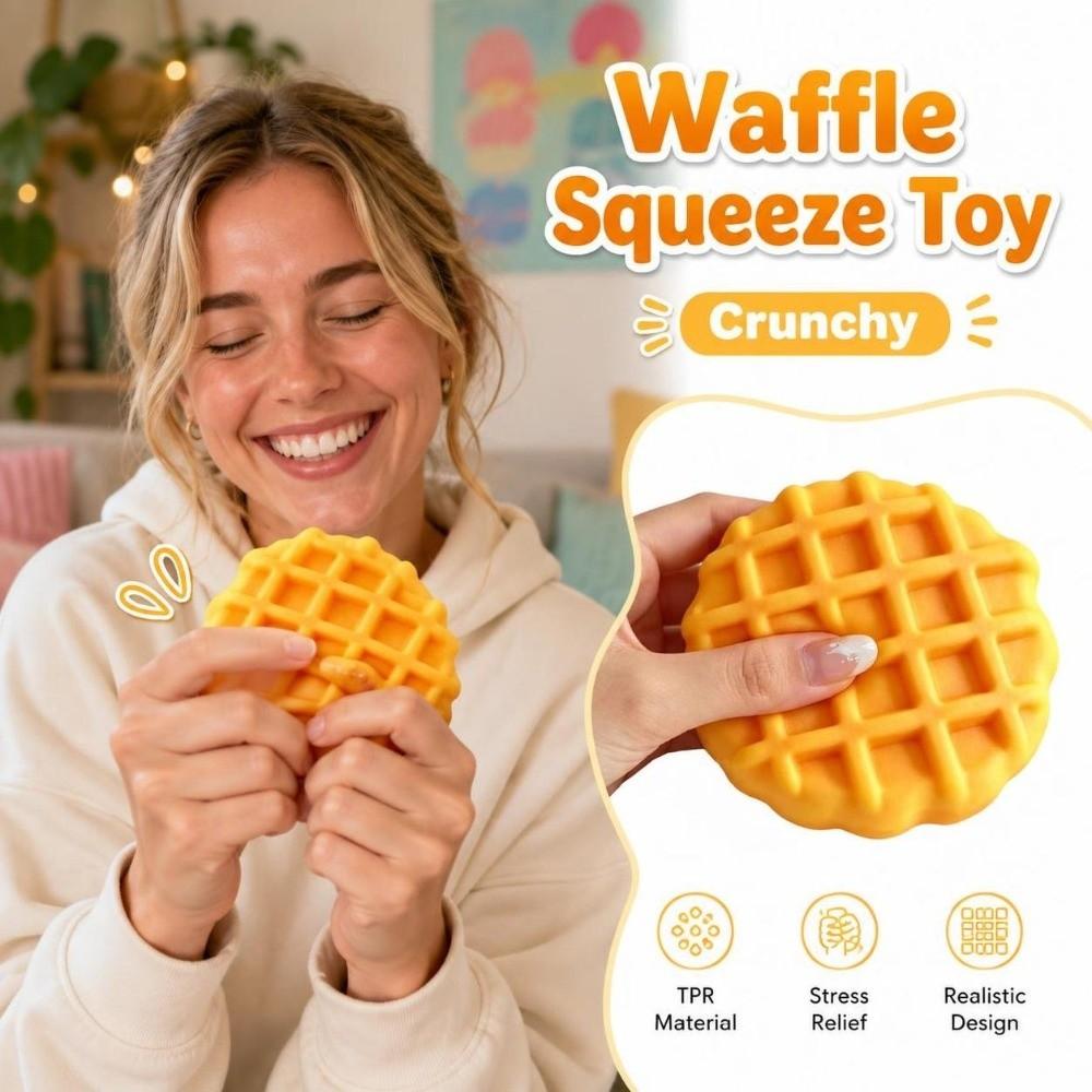 Crunchy Crackling Waffle Squishy Toy Building Blocks Realistic Dessert Pinch Children's Gifts