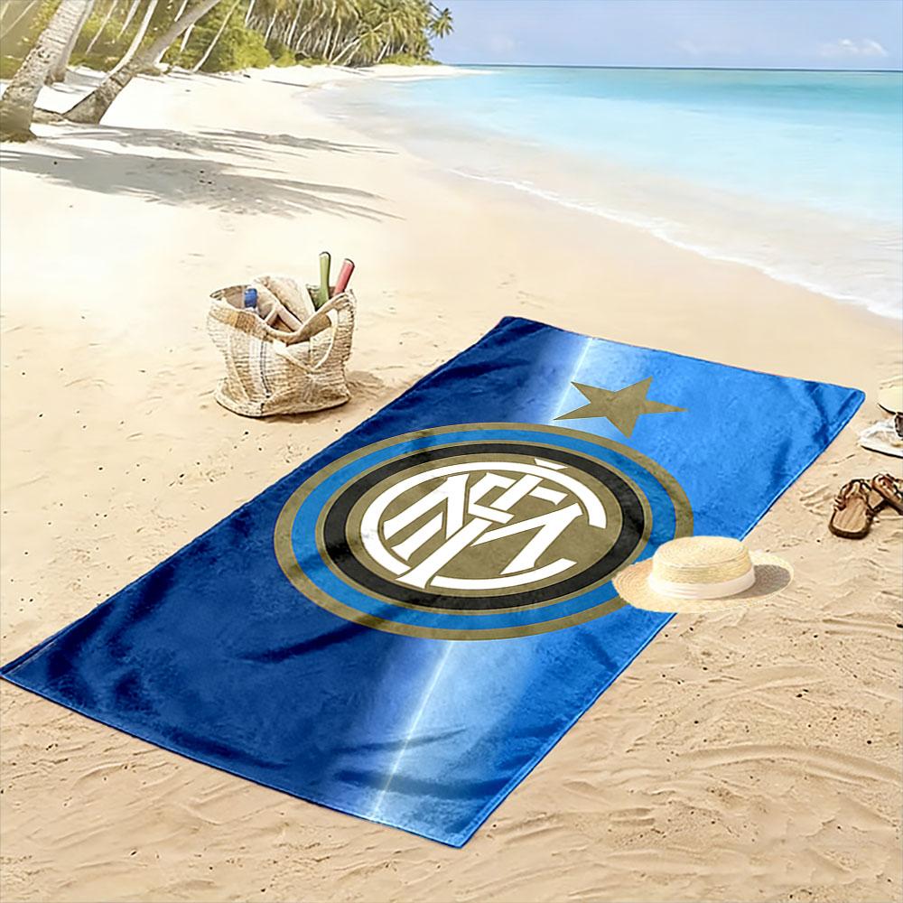 "Blue Inter Milan Logo Design Towel" Patterned beach towel quick dry perfect for travel outdoor sports jogging the beach and swimming