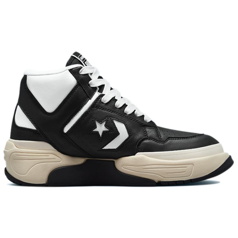 Converse Weapon Series CX Double Layer Cow Leather Comfortable Daily High-top Retro Basketball Shoes Unisex Black White