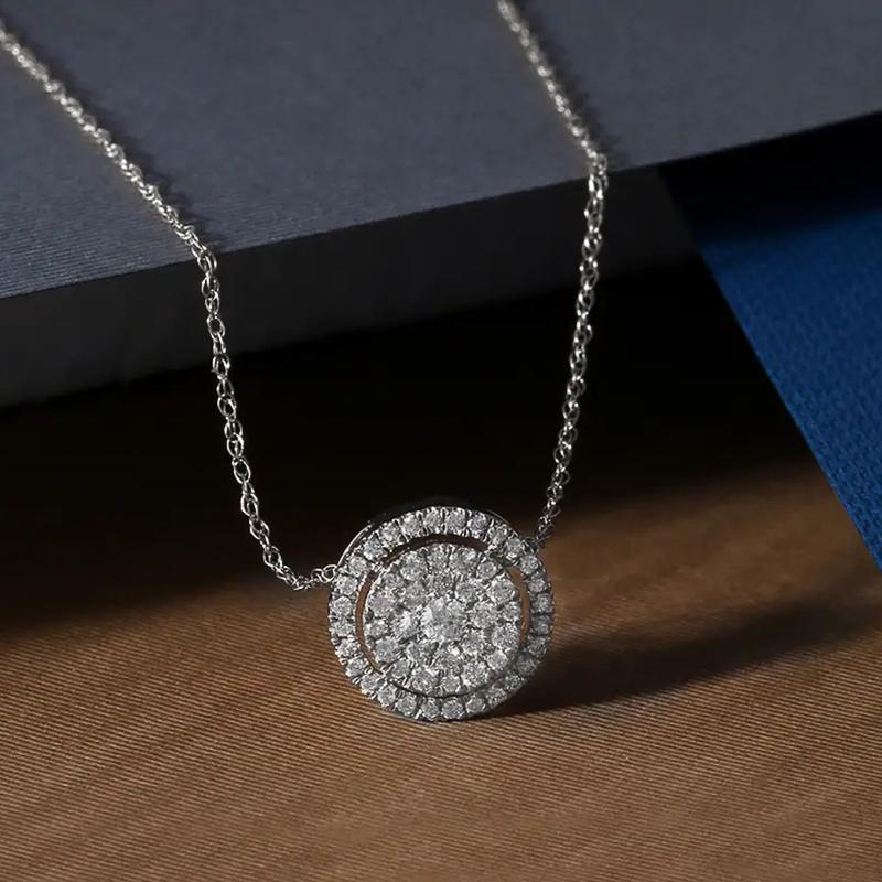 Dainty Cubic Zirconia Pendant Necklace Silver Color Chain Crystal Neck Accessory for Women Luxury Fashion Wedding Jewelry