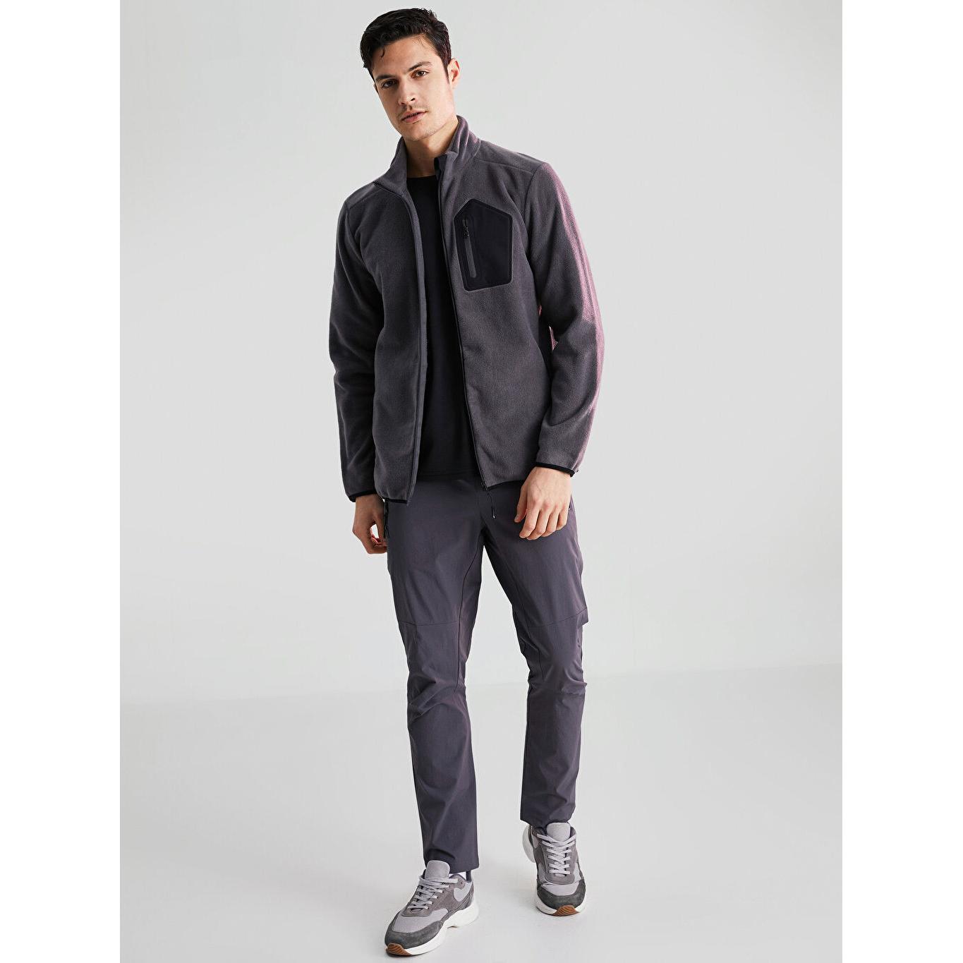 

Мужской флисовый кардиган Standard Fit с воротником-стойкой серый