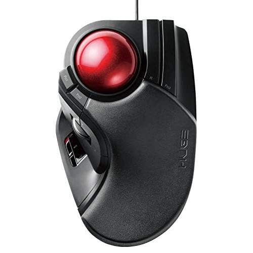 ELECOM USB Wired Trackball Mouse, Large Ball, 8 Buttons, Tilt Function, Black M-HT1URXBK