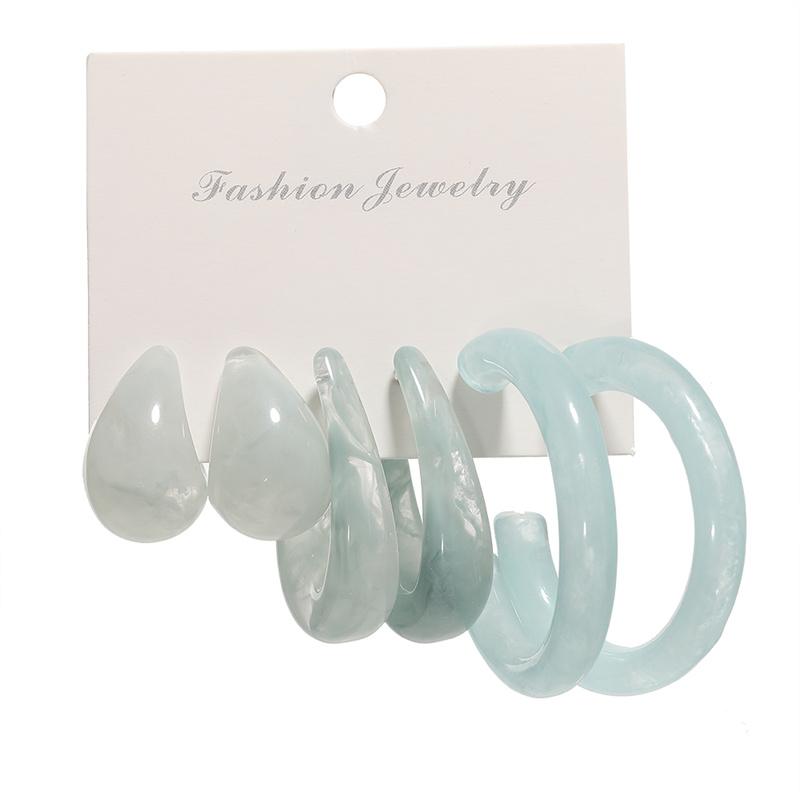 Colorful Resin Earrings Set  Pearl Hoop Candy Color Metal Mix Match 2024 New Style for Women Wedding Party Earrings