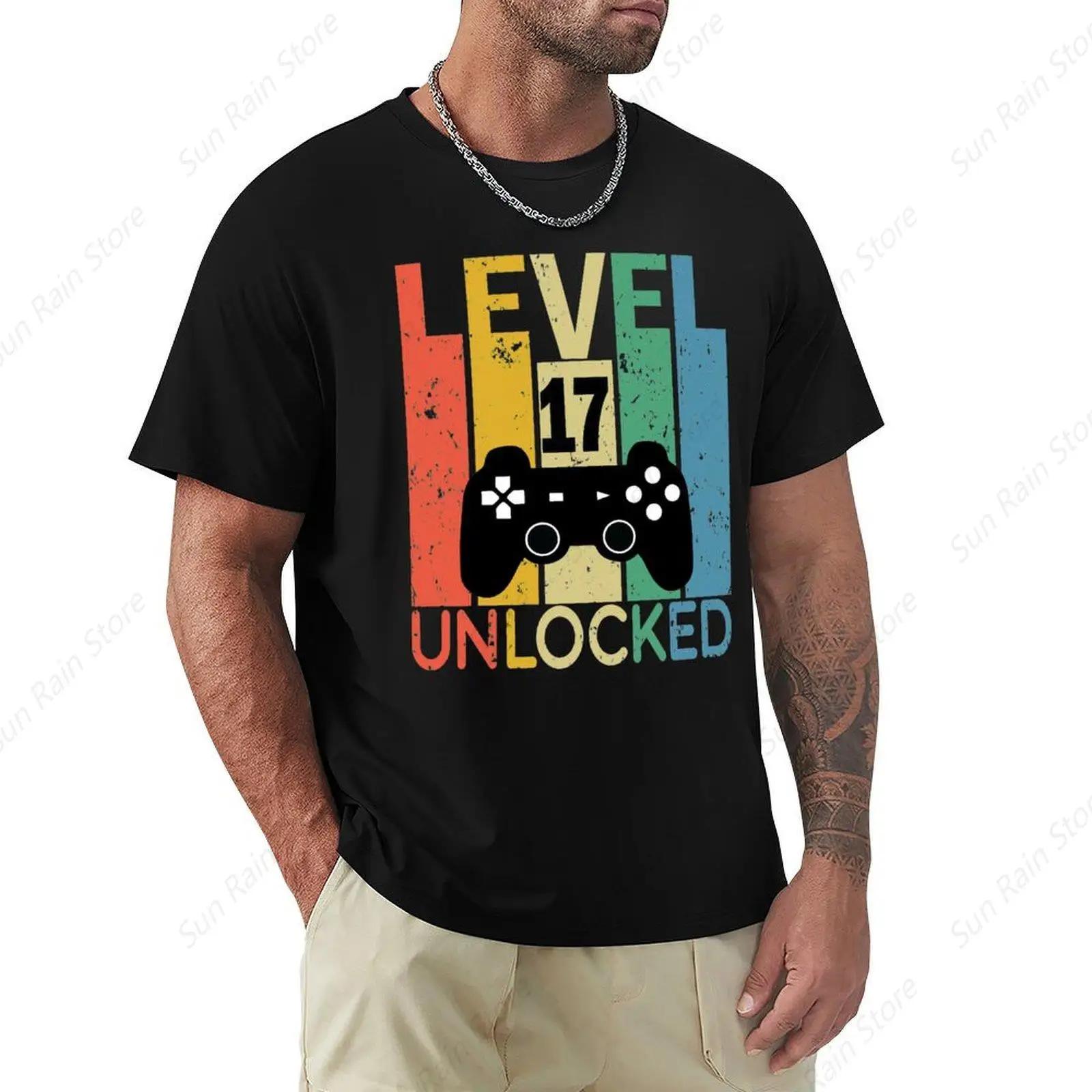 

level 17 unlocked T-shirt tees anime cute clothes heavyweights designer t shirt men S чёрный