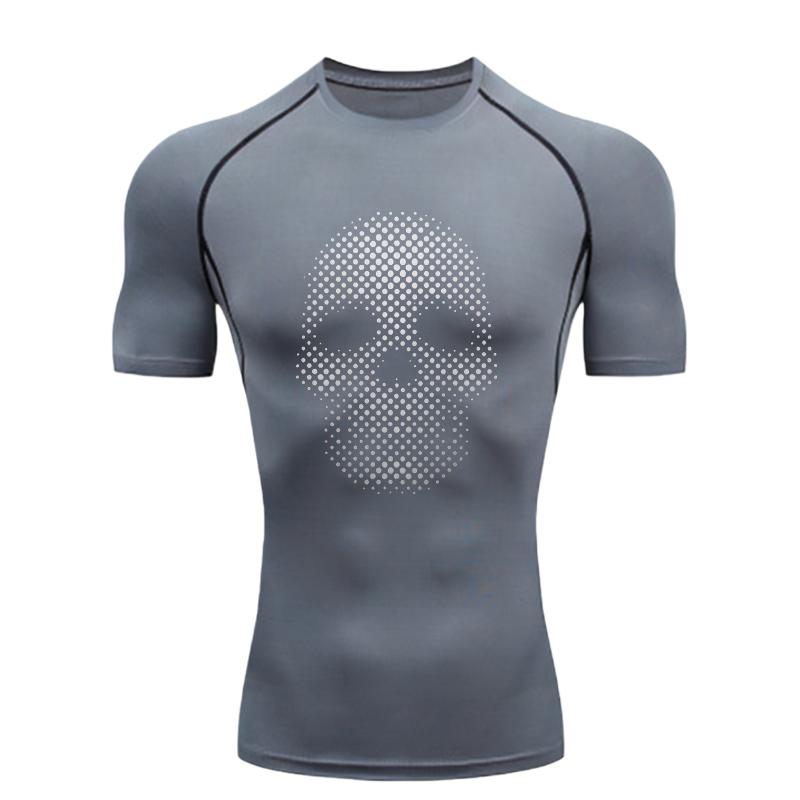 

Skull Design Men s Sports T - Shirt Training Fitness Compression Workout T - Shirt Rashgard Tops Quick Dry Short Sleeve XXXL
