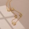 Zircon Clover Pendant: Two Sizes, Double-Layer Y-Shaped Necklace with Thin Chain and Retro Charm