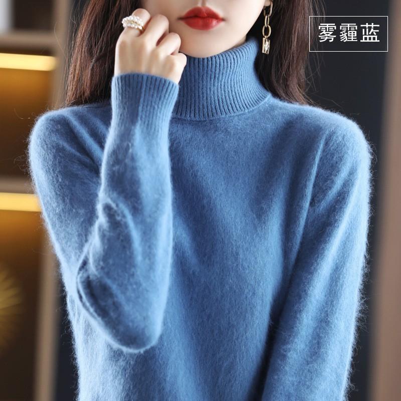 Womens Turtleneck Knit Sweater Loose Fit Thick Warm Base Layer Winter Cashmere Blend Pullover